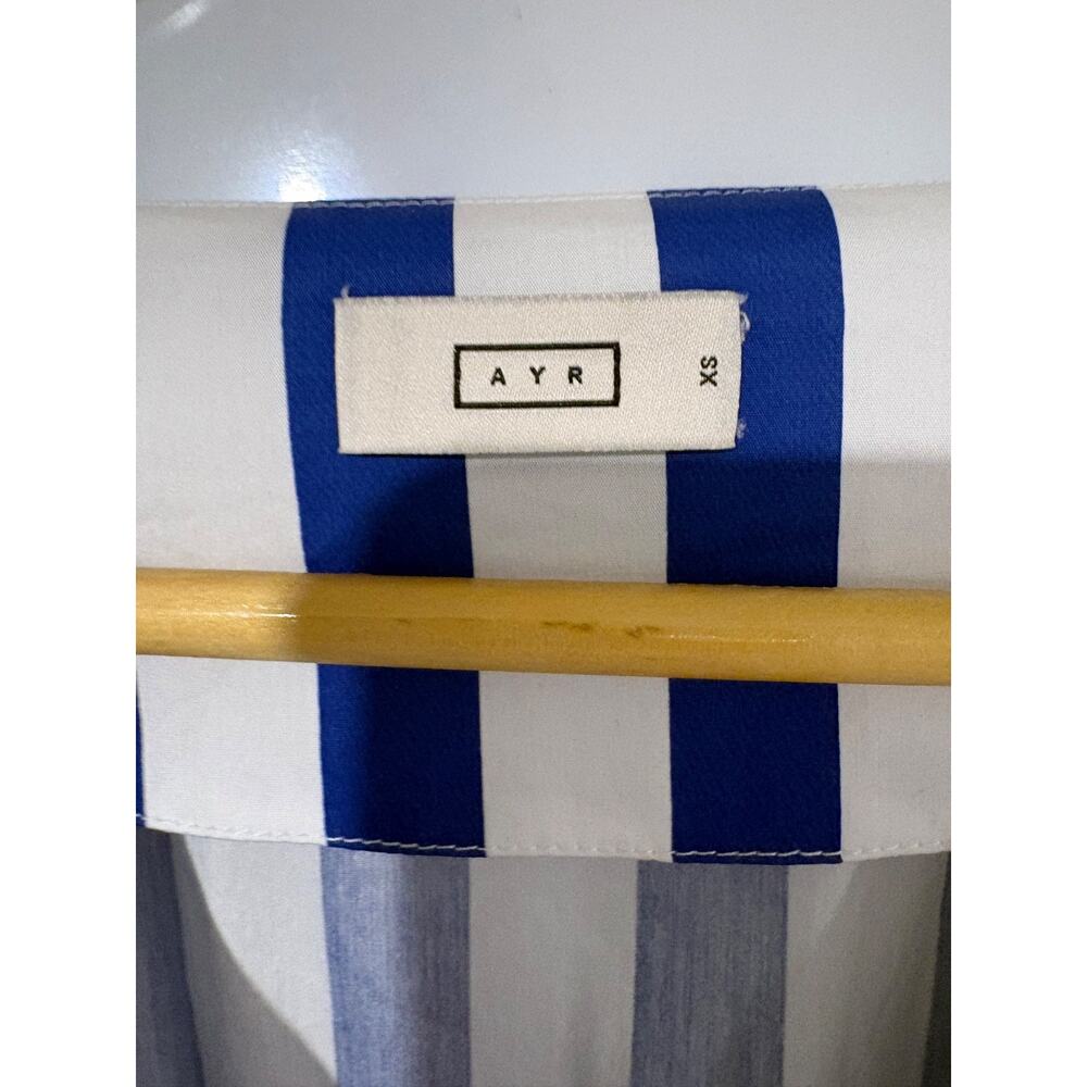 AYR The Extra Extra Puff Sleeve Midi Dress in Blue Stripe Women's XS - Picture 6 of 9